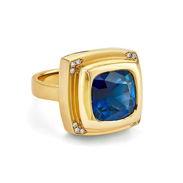 Large Chocolate Blue Sapphire Ring
