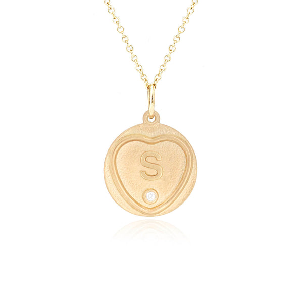 The Love Hearts S Initial Charm with a gold chain by Origin 31