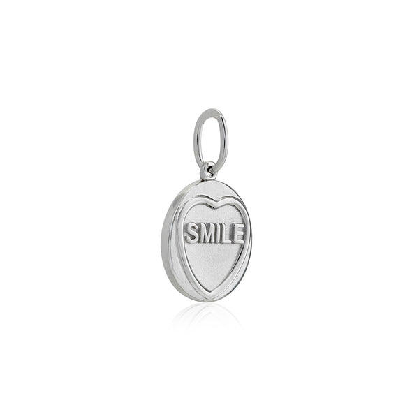 An example of the side profile of the silver love heart charm