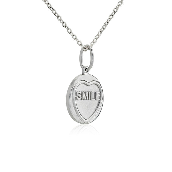 An example of a love heart necklace side profile