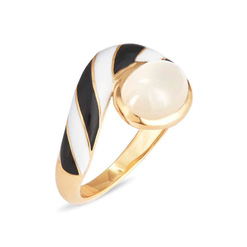 Rock Candy White Moonstone Humbug Gold Ring 3/4 View