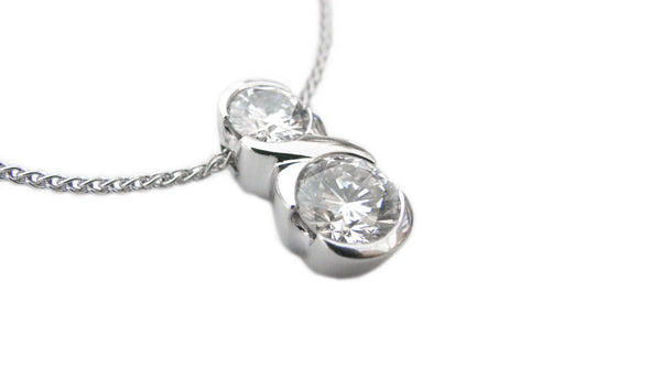 Bespoke made Toi Et Moi Diamond Necklace in 18ct white gold