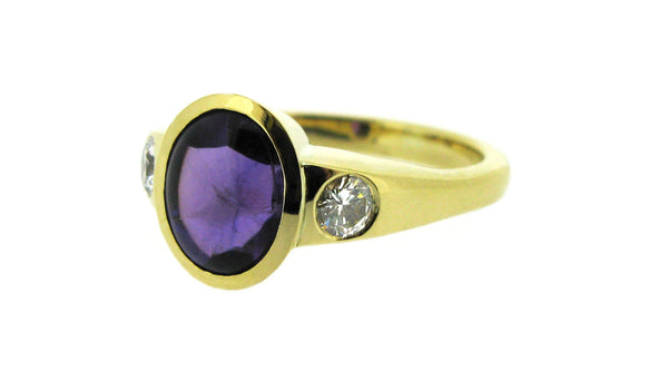 Custom diamond and amethyst ring