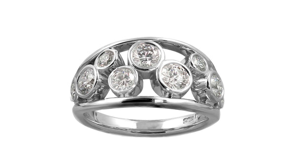 Custom diamond bubble ring in platinum