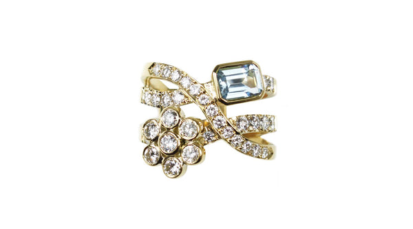 bespoke aquamarine and diamond ring by Origin 31