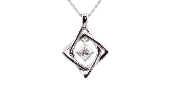 Custom contemporary diamond necklace in white gold