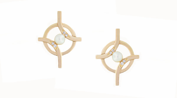 Pearl And Gold Earrings hand crafted from remodelled gold in our Surrey Jewellers