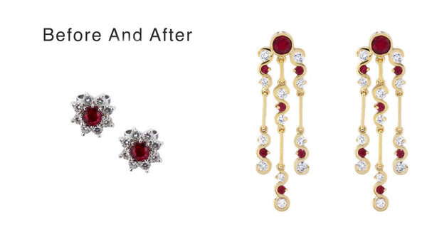 Ruby Studs Revamped Into Chandelier Drop Earrings