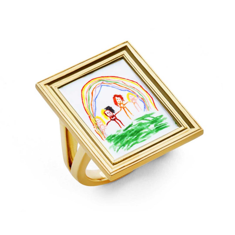 18ct Gold Framed Personalised Ring