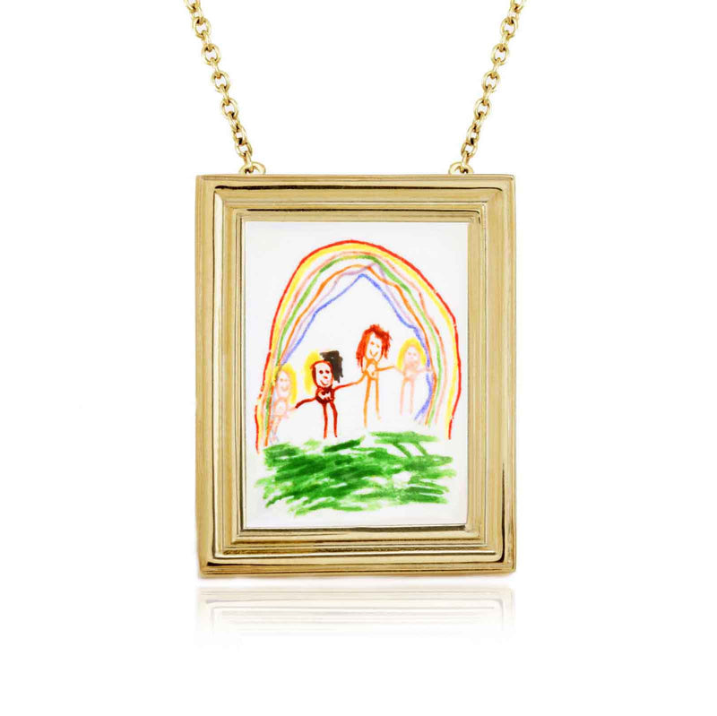 Framed Personalised Necklace in 18ct yellow gold