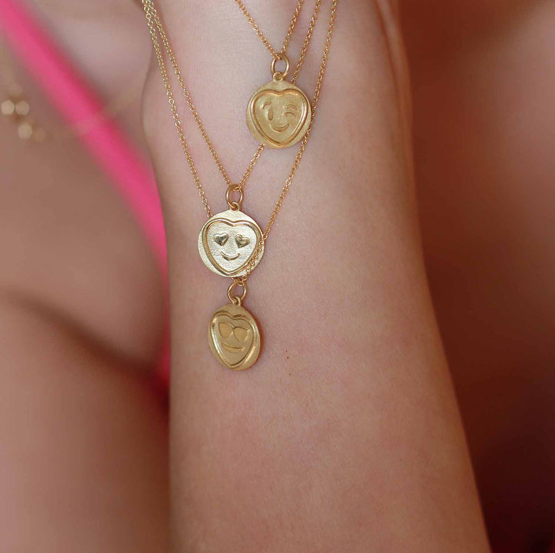 Love Hearts Gold Love Charm On A Model