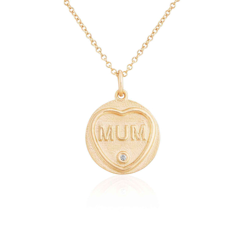Love Hearts 18ct Gold Mum Charm on a gold chain
