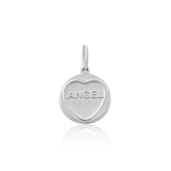 Angel Silver Love Heart Charm