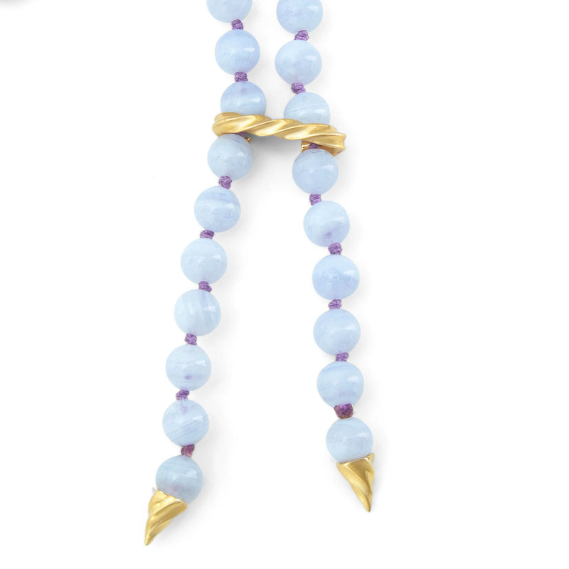 Mr Whippy Lilac Chalcedony Bead Necklace Close Up with interchangeable bail