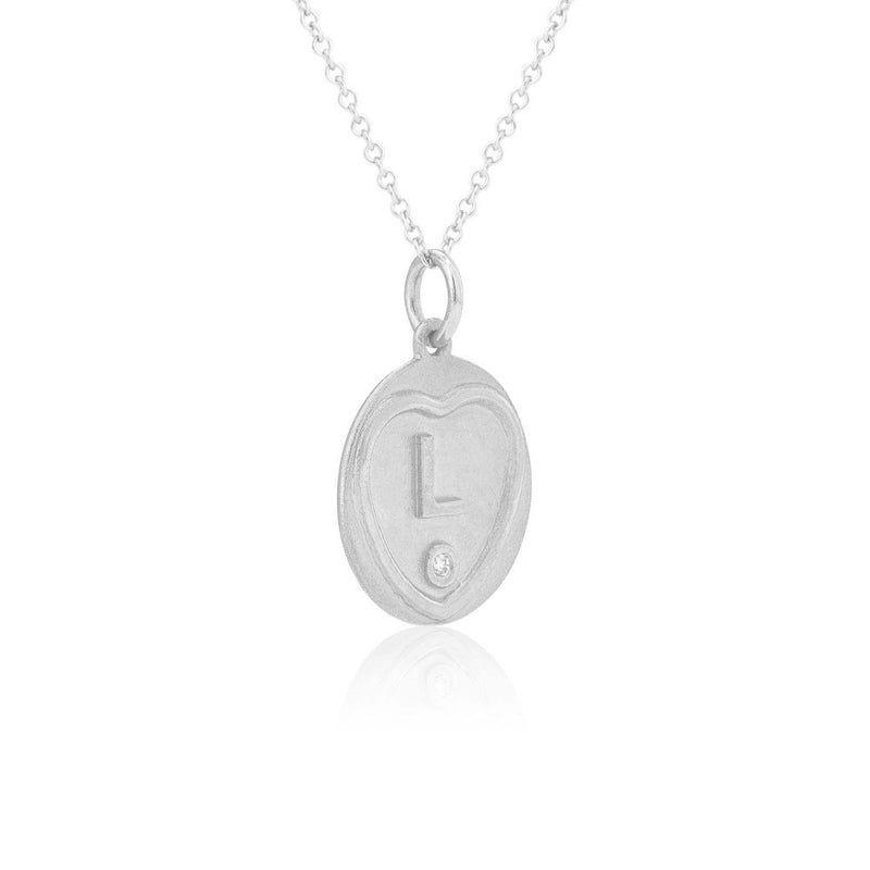Side view of Love Hearts 18ct White Gold Initial Charm