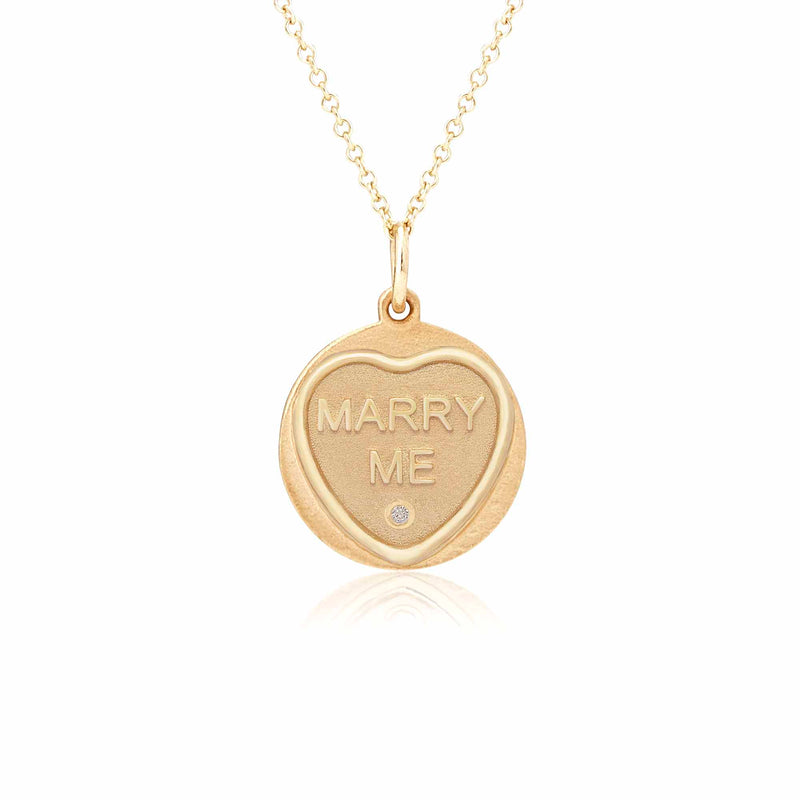 Love Hearts 18ct Gold Personalised Charm featuring the saying Marry Me