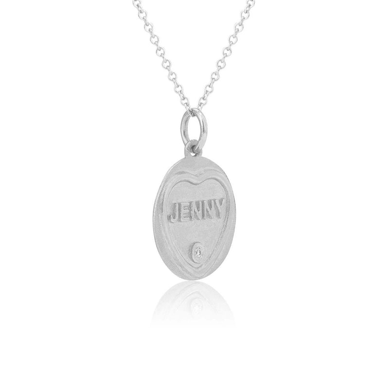 Side view of Love Hearts 18ct White Gold Name Charm