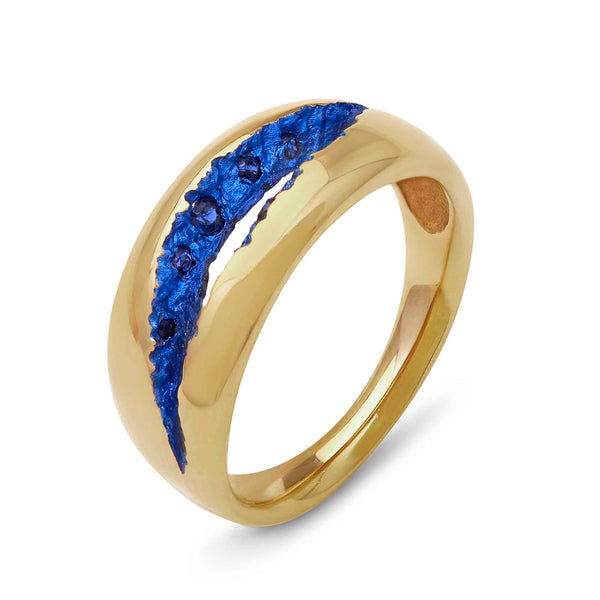 Rock Pool Wide Electric Blue Sapphire Ring