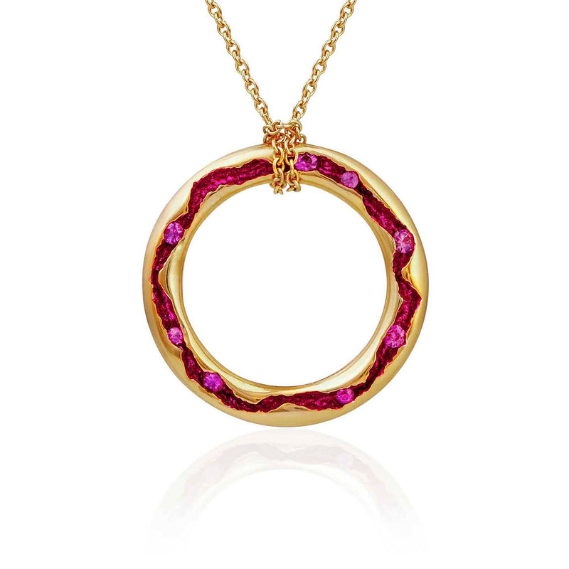 Rock Pool Fuchsia Pink Sapphire Gold Necklace