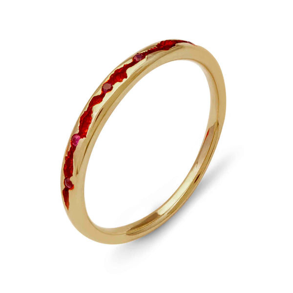 Rock Pool Ruby red gold ring with rubies side view