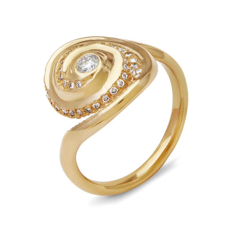 A statement ring jewellery design resulting in our Rock Pool 18ct Spiral Diamond Ring, side view