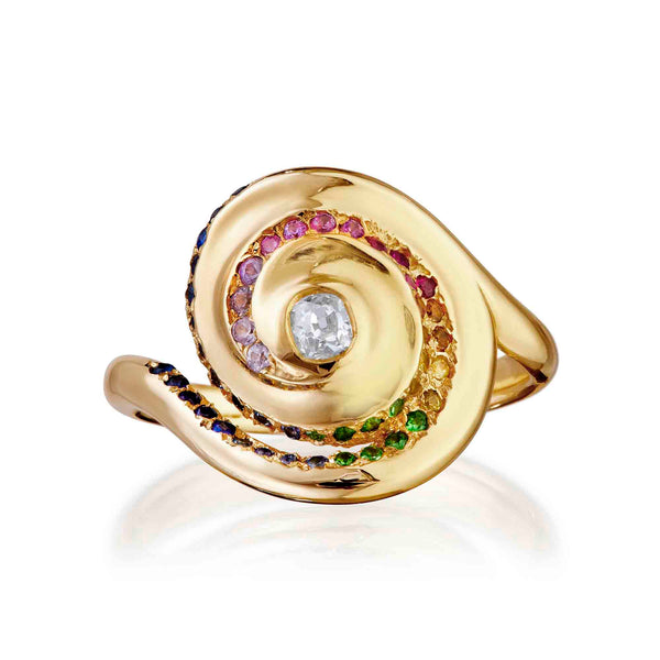 Rock Pool 18ct Gold Rainbow Spiral Ring