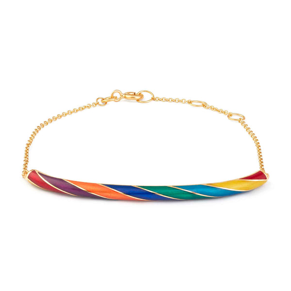 Rock Candy 18ct Rainbow Bracelet in enamel and gold three quarter view