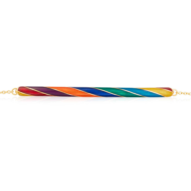 Rock Candy 18ct Rainbow Bracelet in enamel and gold straight on view