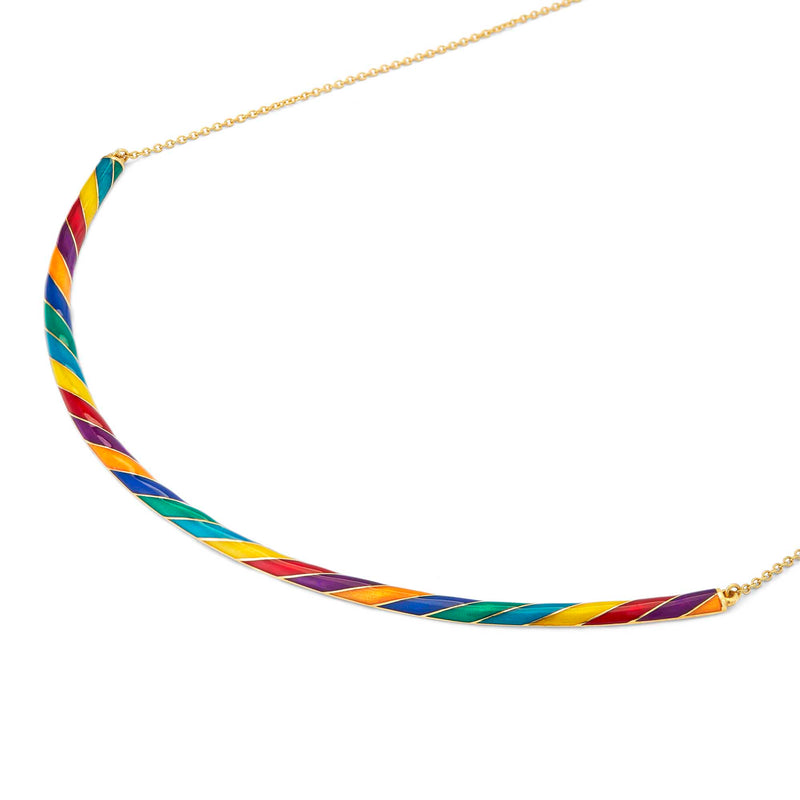 Rock Candy Rainbow Collar crafted in 18ct yellow gold and enamel, 3 quarter view
