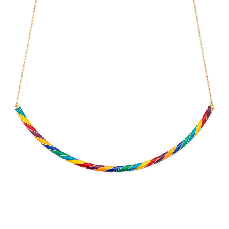 Rock Candy Rainbow Collar crafted in 18ct yellow gold and enamel, straight on view