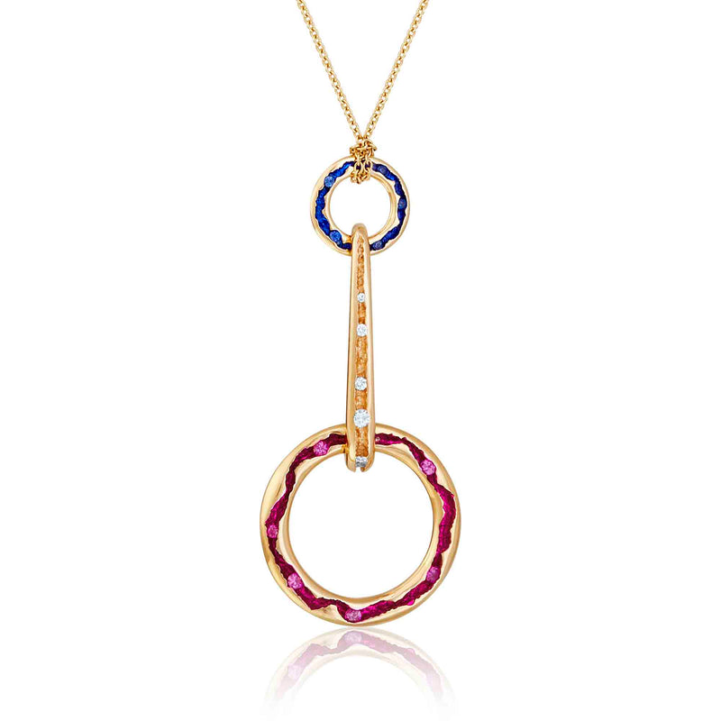 Rock Pool 18ct Interchangeable Diamond Bail combined with rock pool sapphire pendant and large pink sapphire pendant