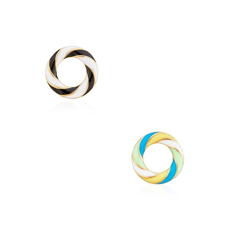 Rock Candy Small Reversible Gold Pendant Style 2 in cold enamel and 18ct yellow gold  hand made by Origin 31 in their Surrey Jewellers